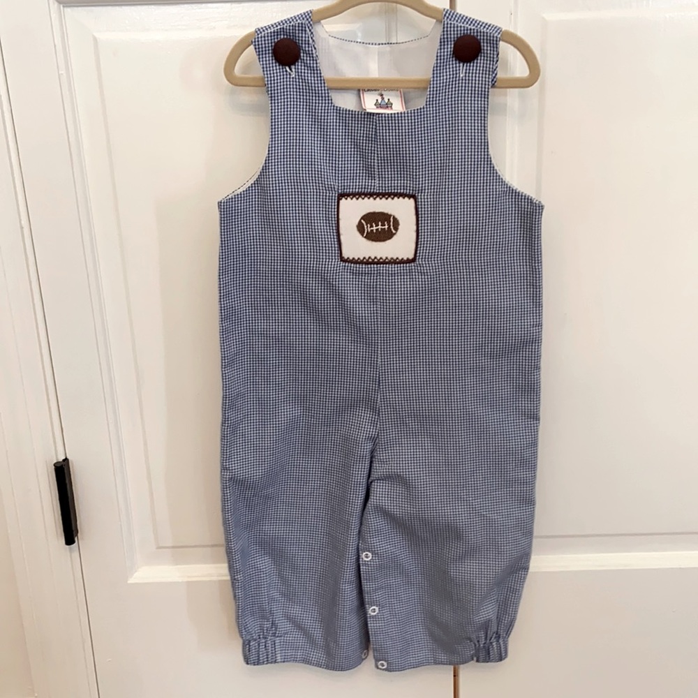 Blue White Patterned Smocked Football Longall